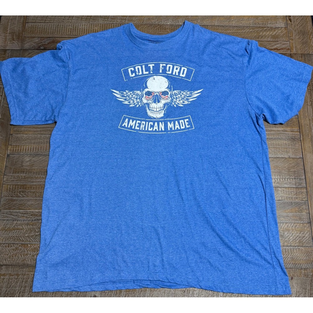 Colt Ford T-Shirt Mens XXL Blue New American Made Winged Skull Graphic Tee